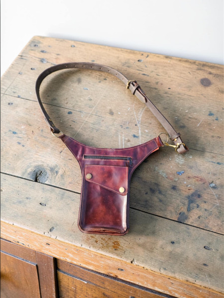 Waist Bag with Repurposed Stirrup Leather Belt